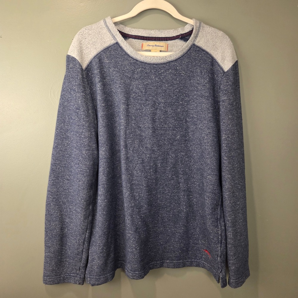Tommy Bahama Men's Heathered Blue Pullover Sweatshirt Size L Fleece